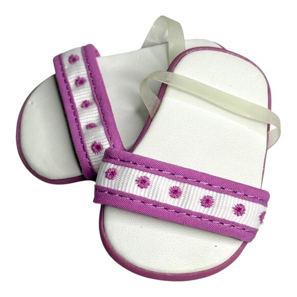 American Girl 2 in 1 Beach Outfit DOLL SHOES White Pink Pair Sandals Accessory - Picture 5 of 5